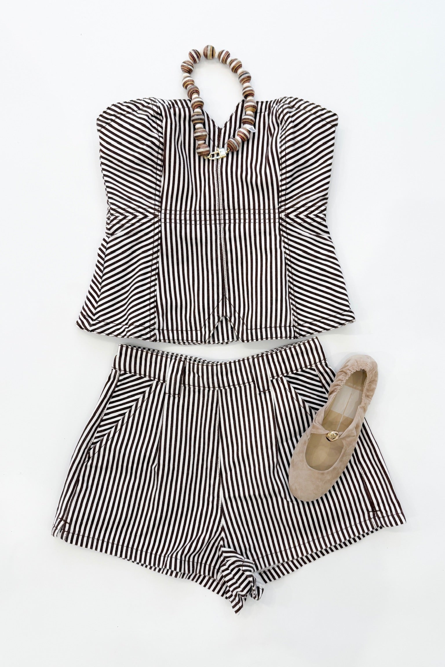 Brown Stripe Twill Top