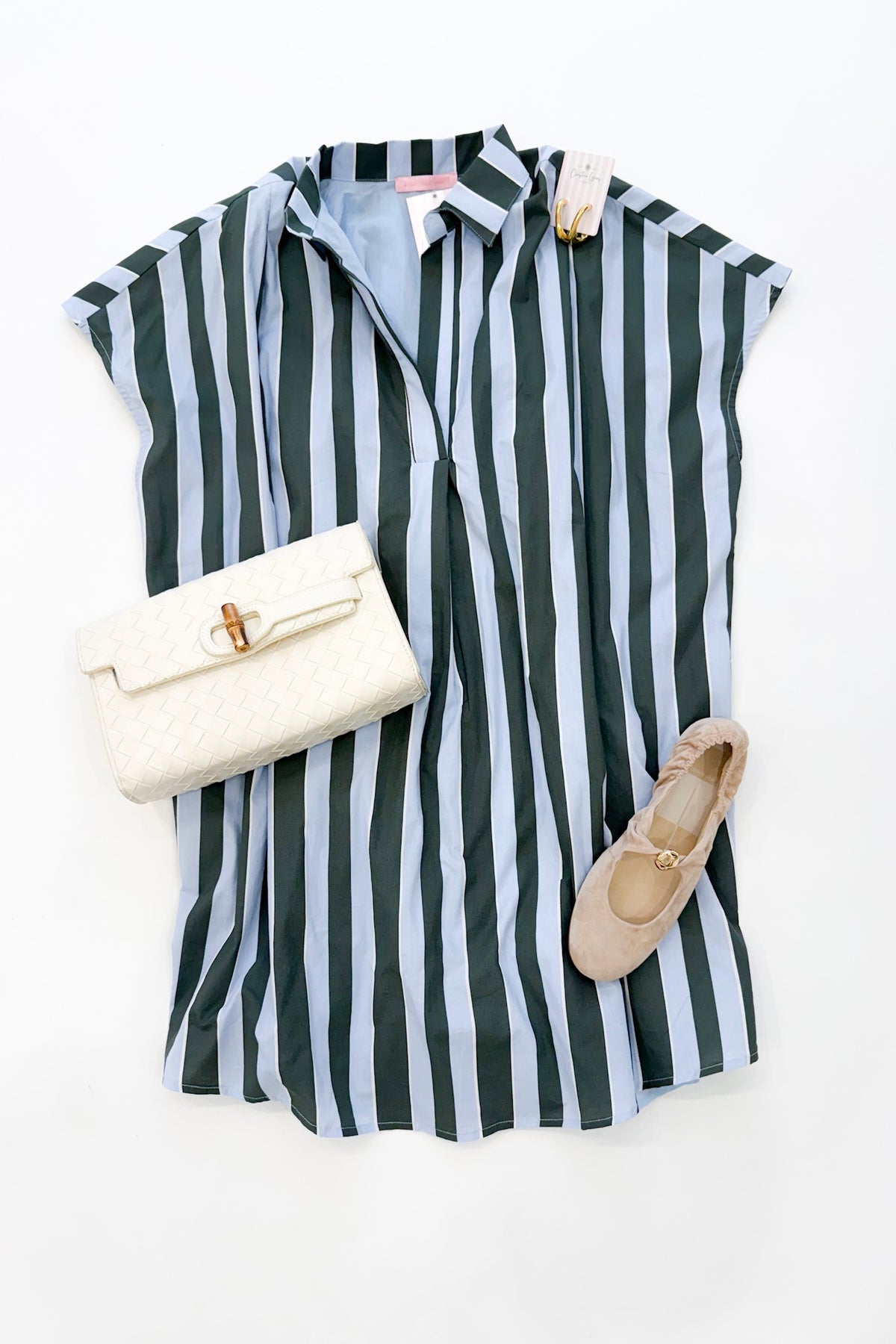 Striped Signature Collar Dress