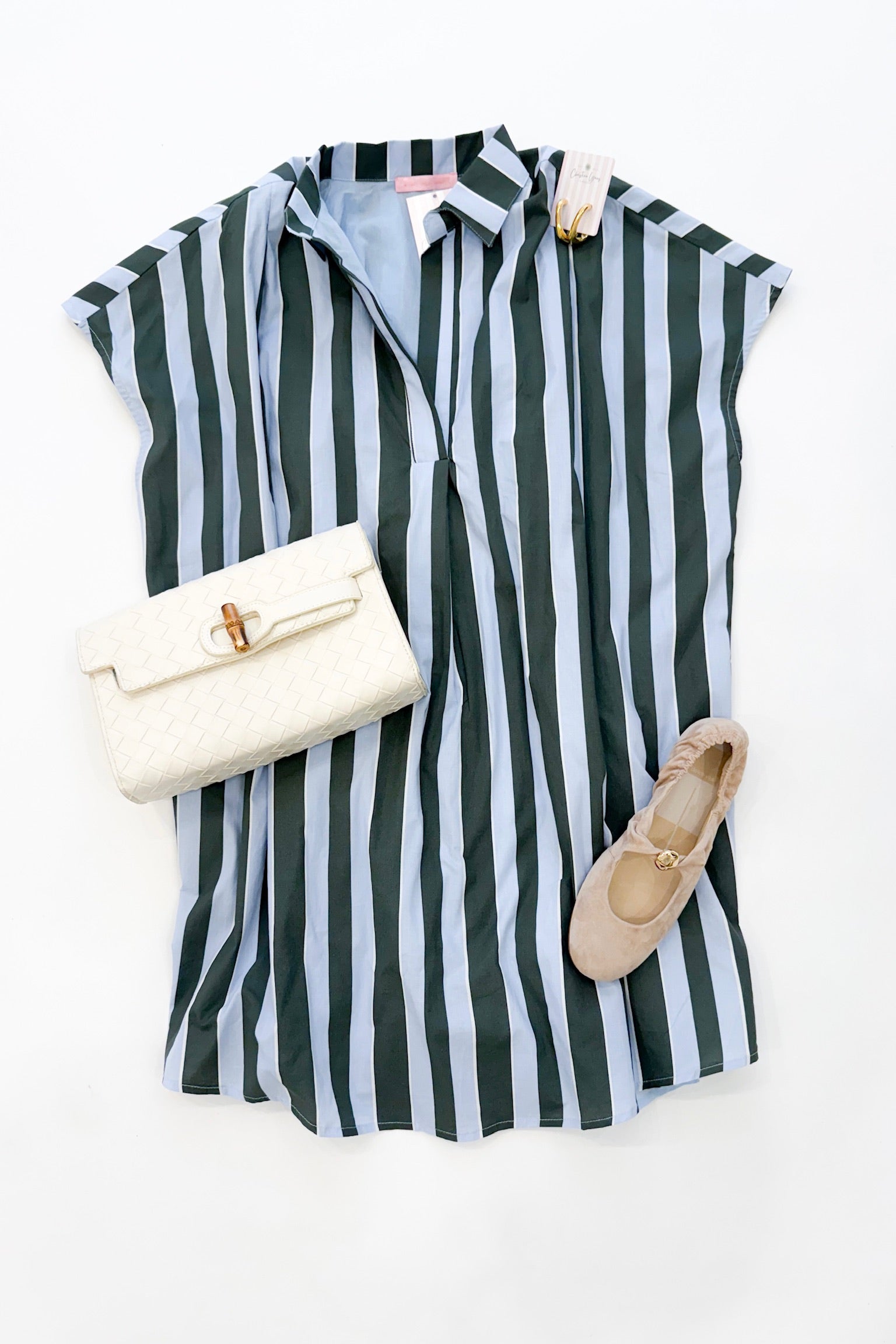 Striped Signature Collar Dress