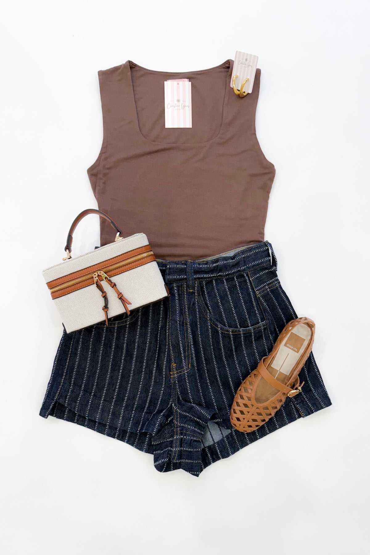 Denim Striped Shorts