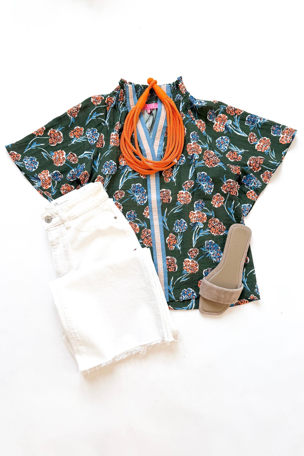 Green Mod Floral Blouse