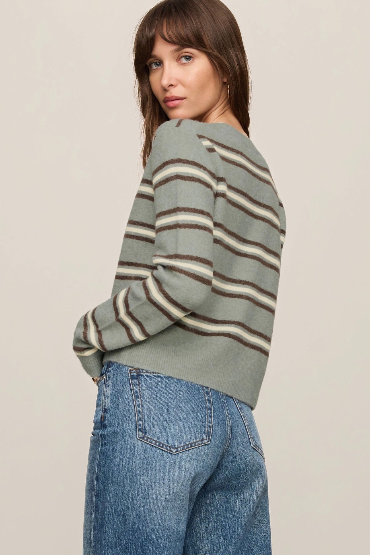 Medina Stripe Cardigan Aqua Cloud
