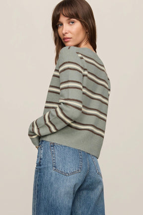 Medina Stripe Cardigan Aqua Cloud