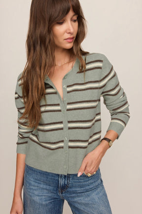 Medina Stripe Cardigan Aqua Cloud