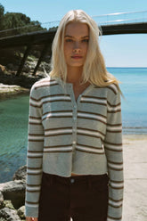 Medina Stripe Cardigan Aqua Cloud