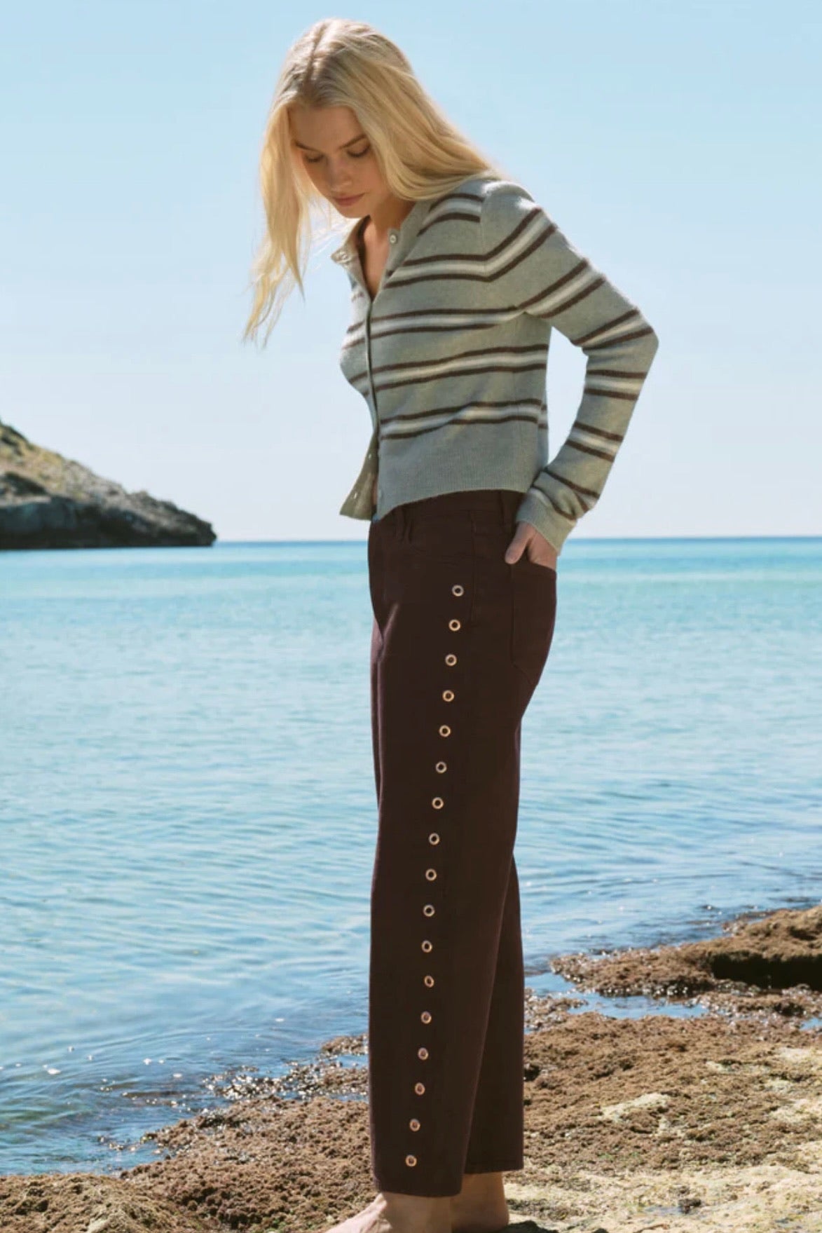 Medina Stripe Cardigan Aqua Cloud