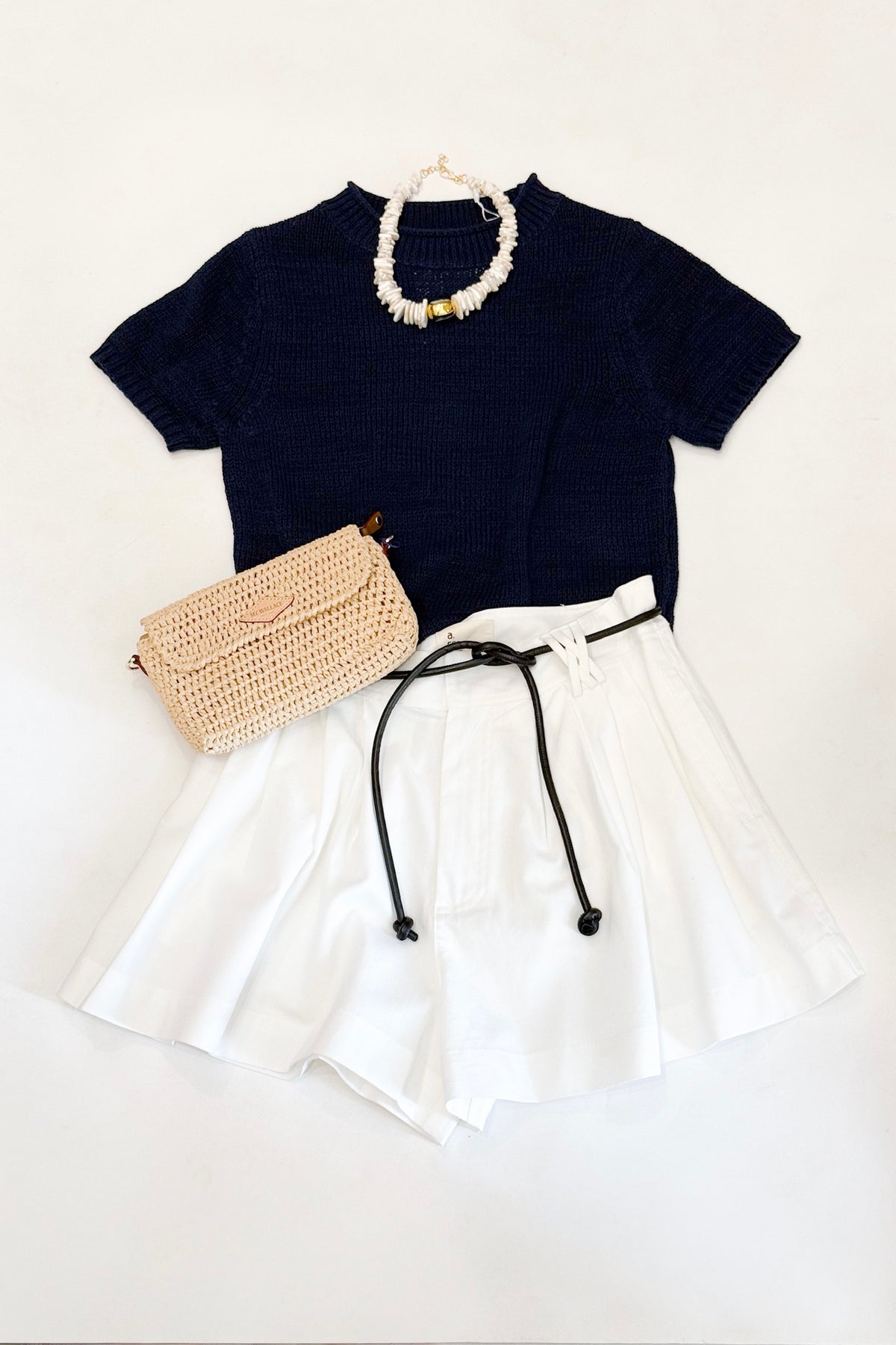 Rolled Edge Sweater Tee Dark Blue