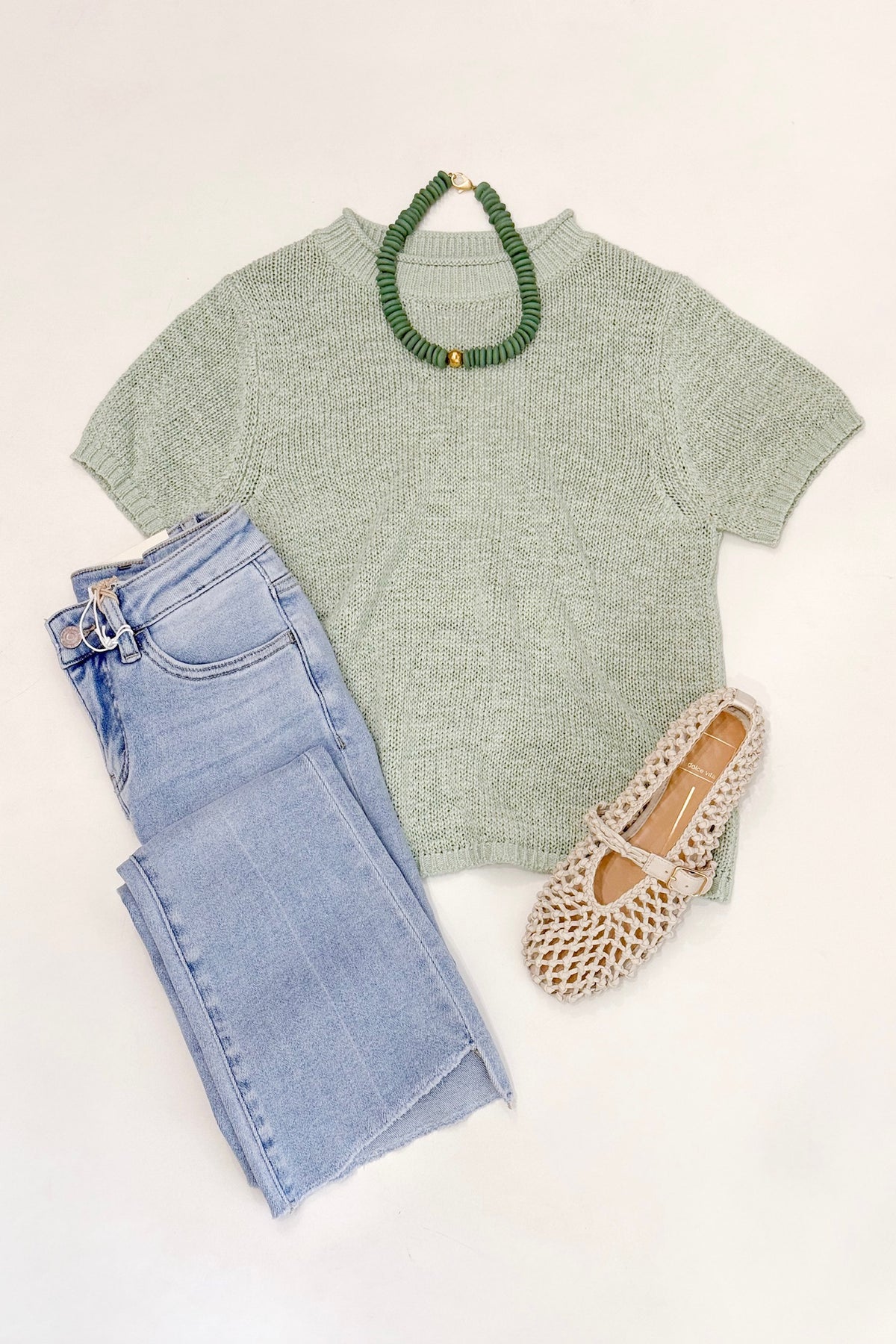 Rolled Edge Sweater Tee Silt Green