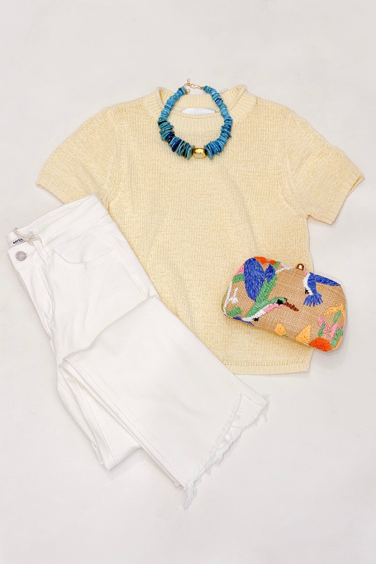 Rolled Edge Sweater Tee Lemon Icing