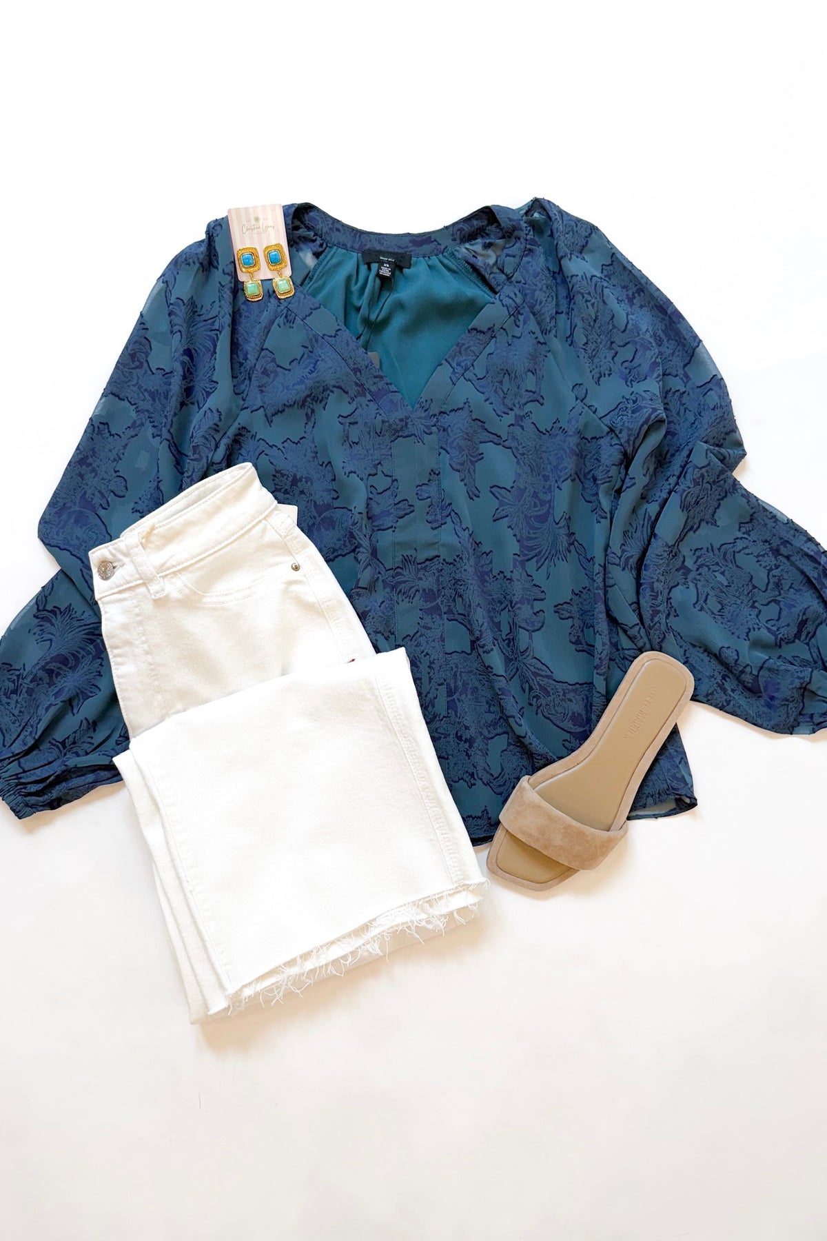Teal Navy Multi Blouse