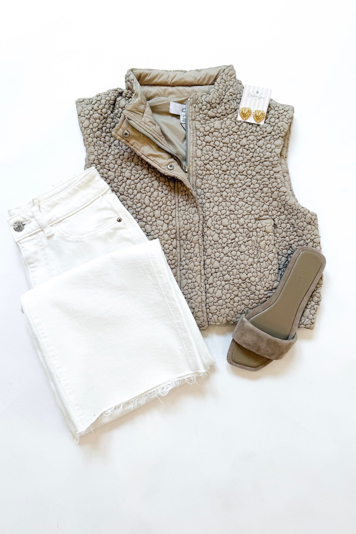 Taupe Cropped Quilted Vest