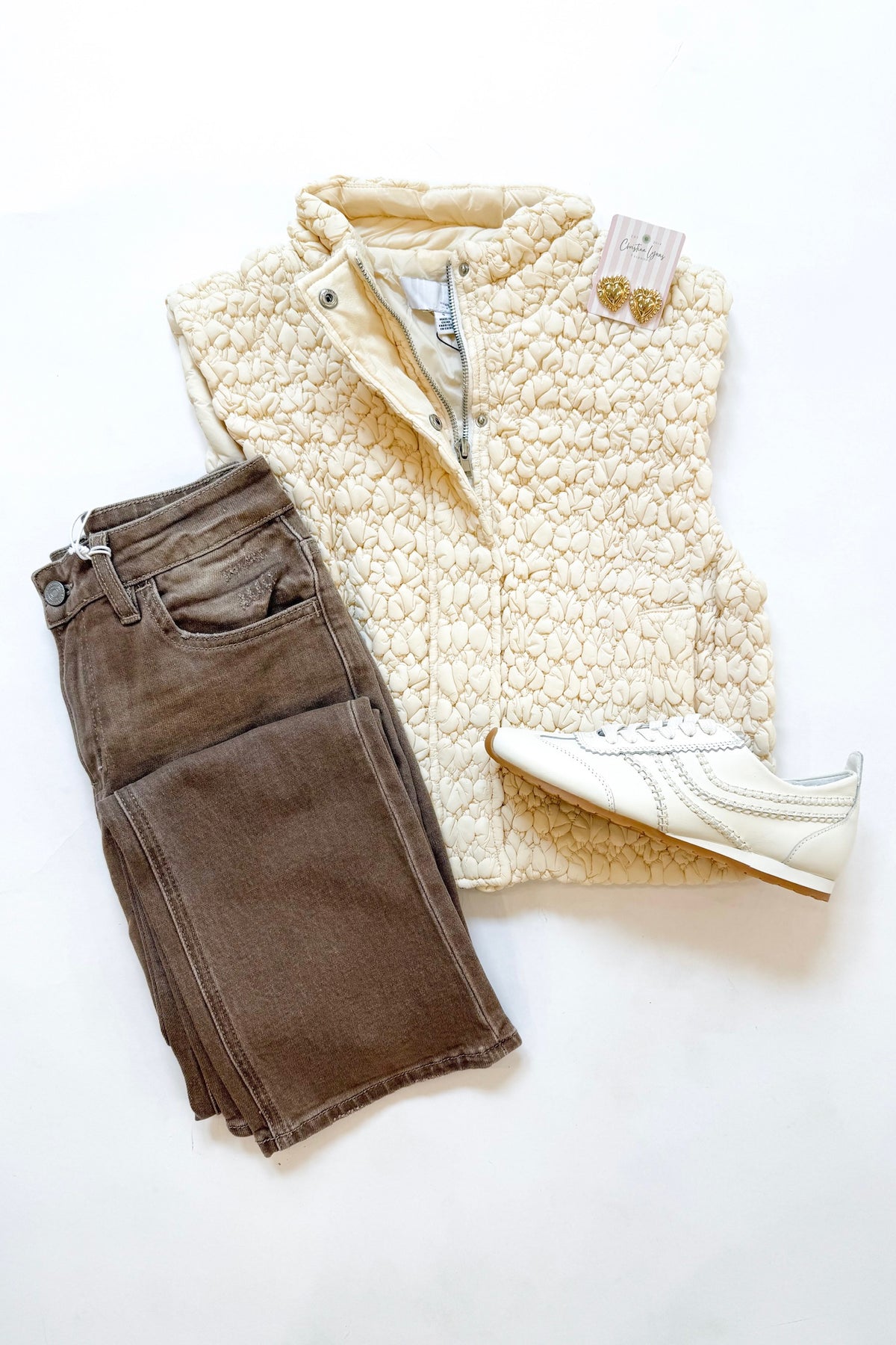 Ivory Cropped Quilted Vest