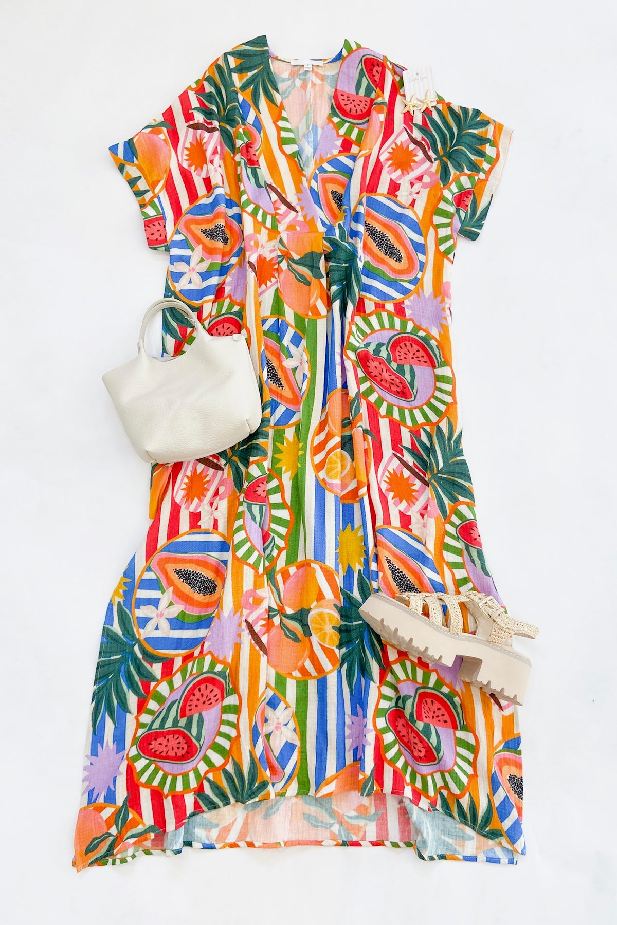 Tropical V Neck Maxi Dress