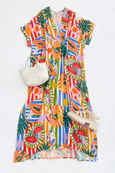 Tropical V Neck Maxi Dress