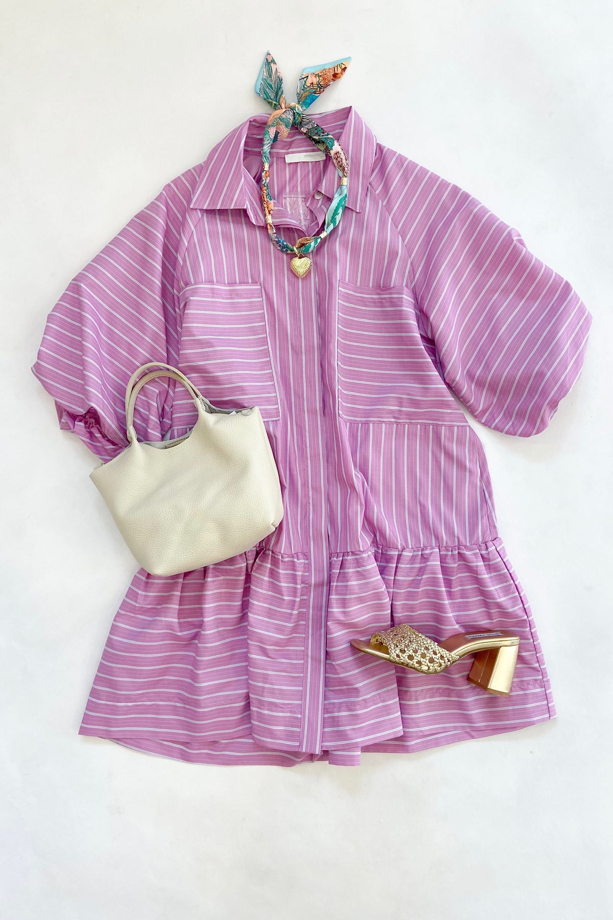 Ana Pocket Shirt Dress Purple