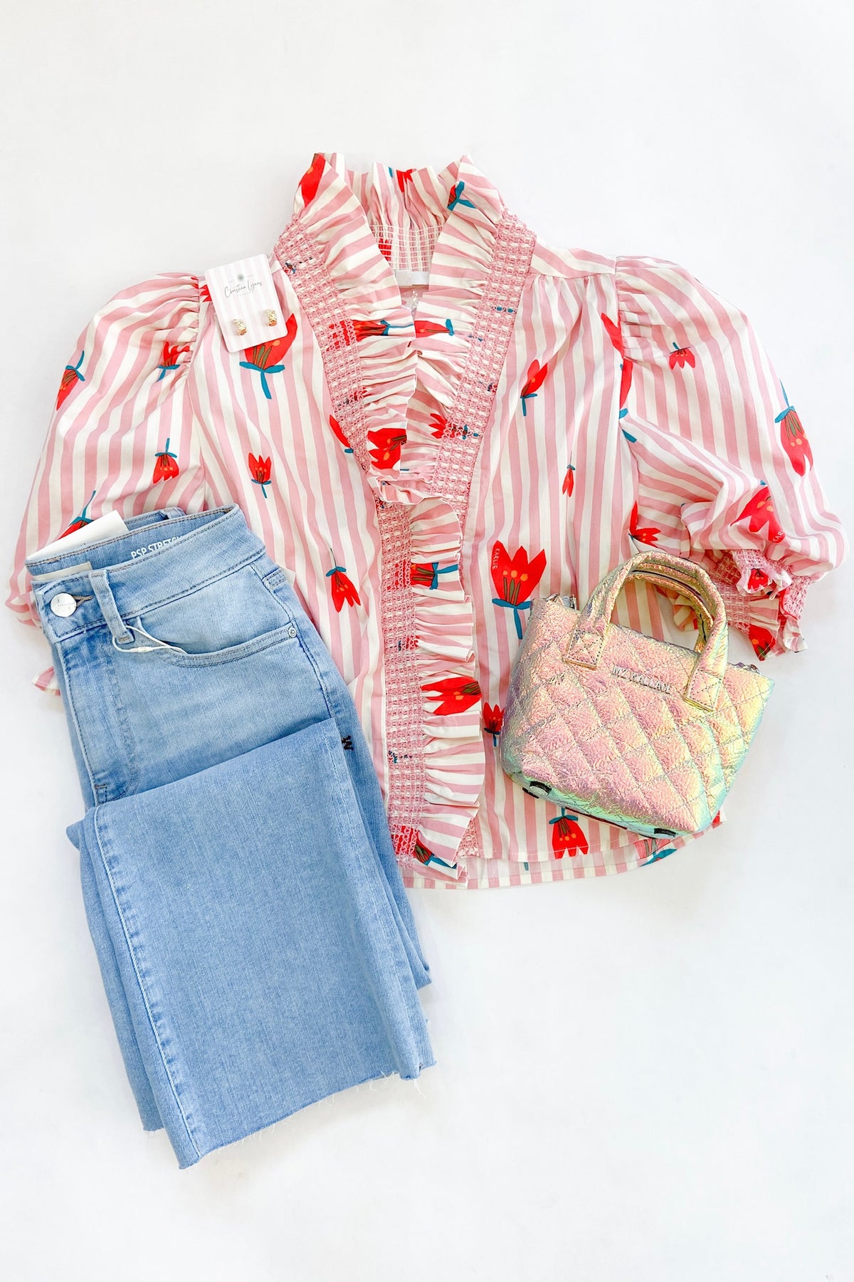 Stripe Poppy Ruffle Blouse