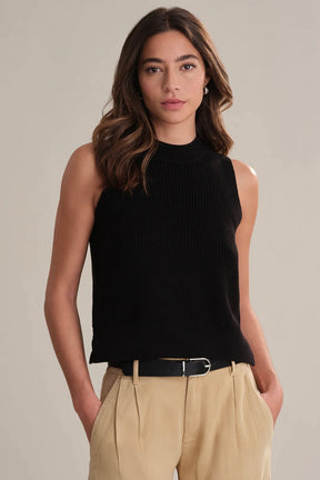 Demi High Neck Sweater Tank Black