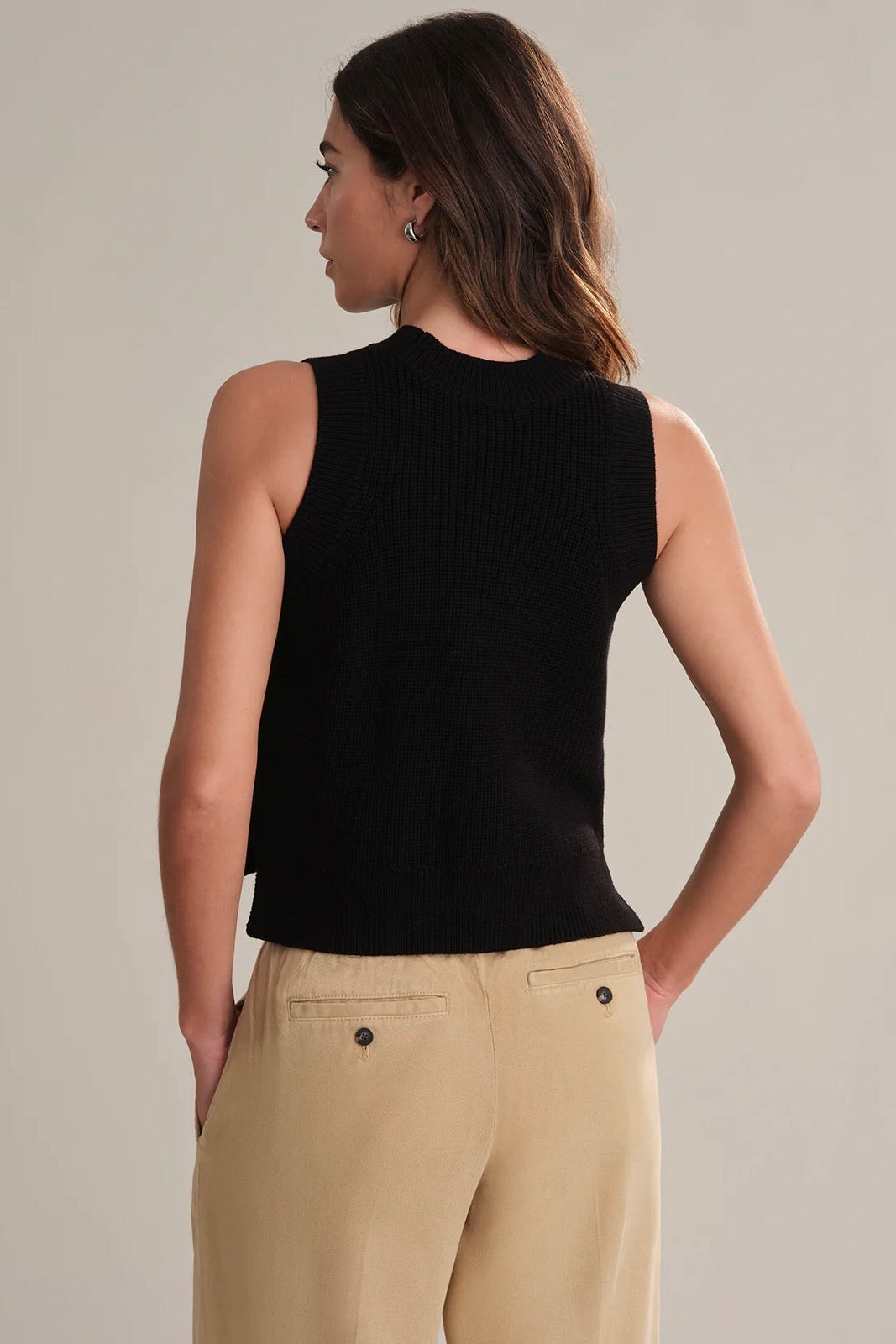 Demi High Neck Sweater Tank Black