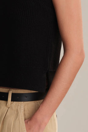 Demi High Neck Sweater Tank Black