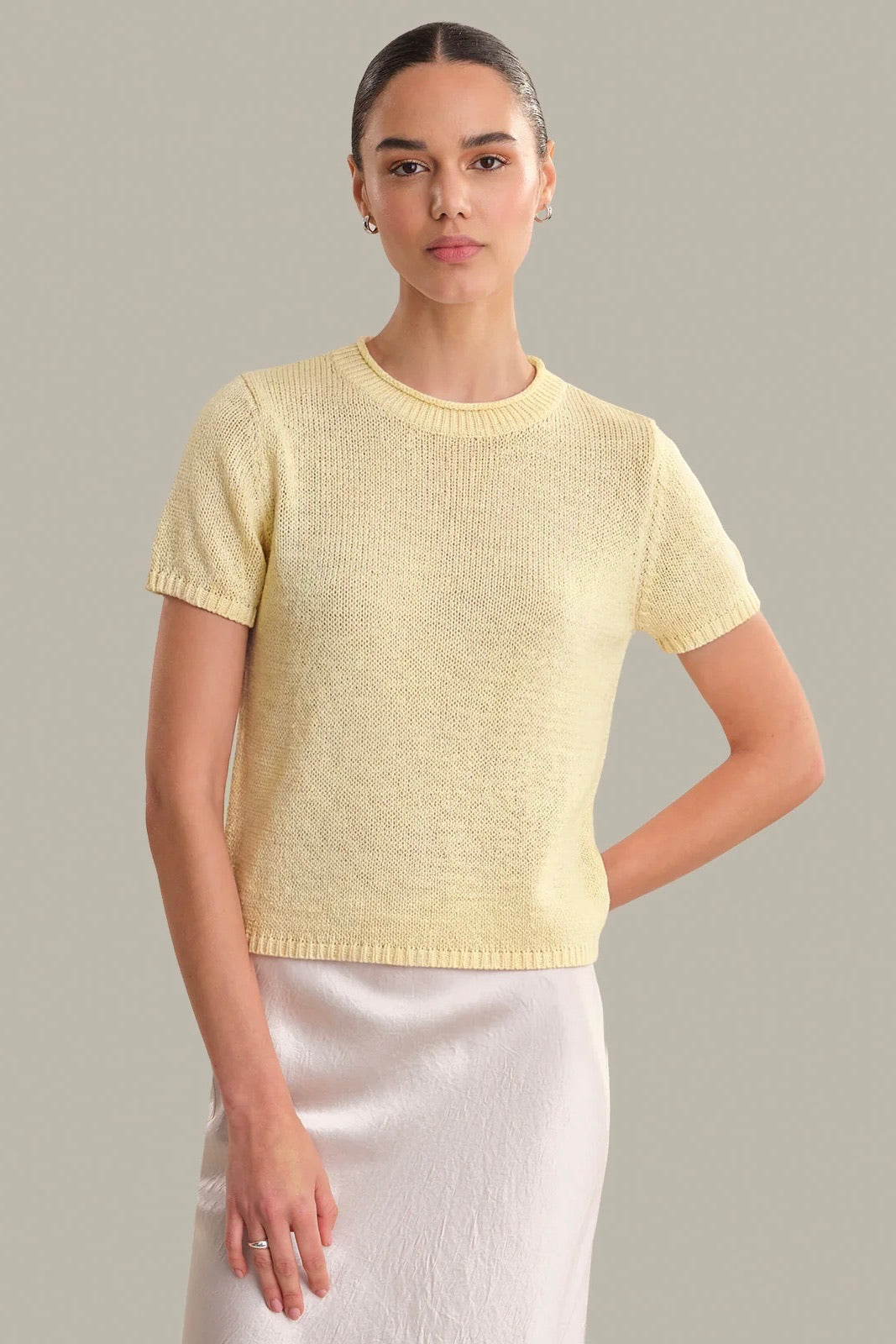 Rolled Edge Sweater Tee Lemon Icing