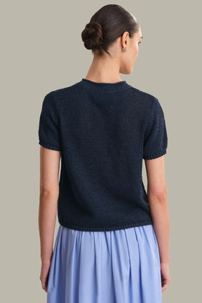 Rolled Edge Sweater Tee Dark Blue