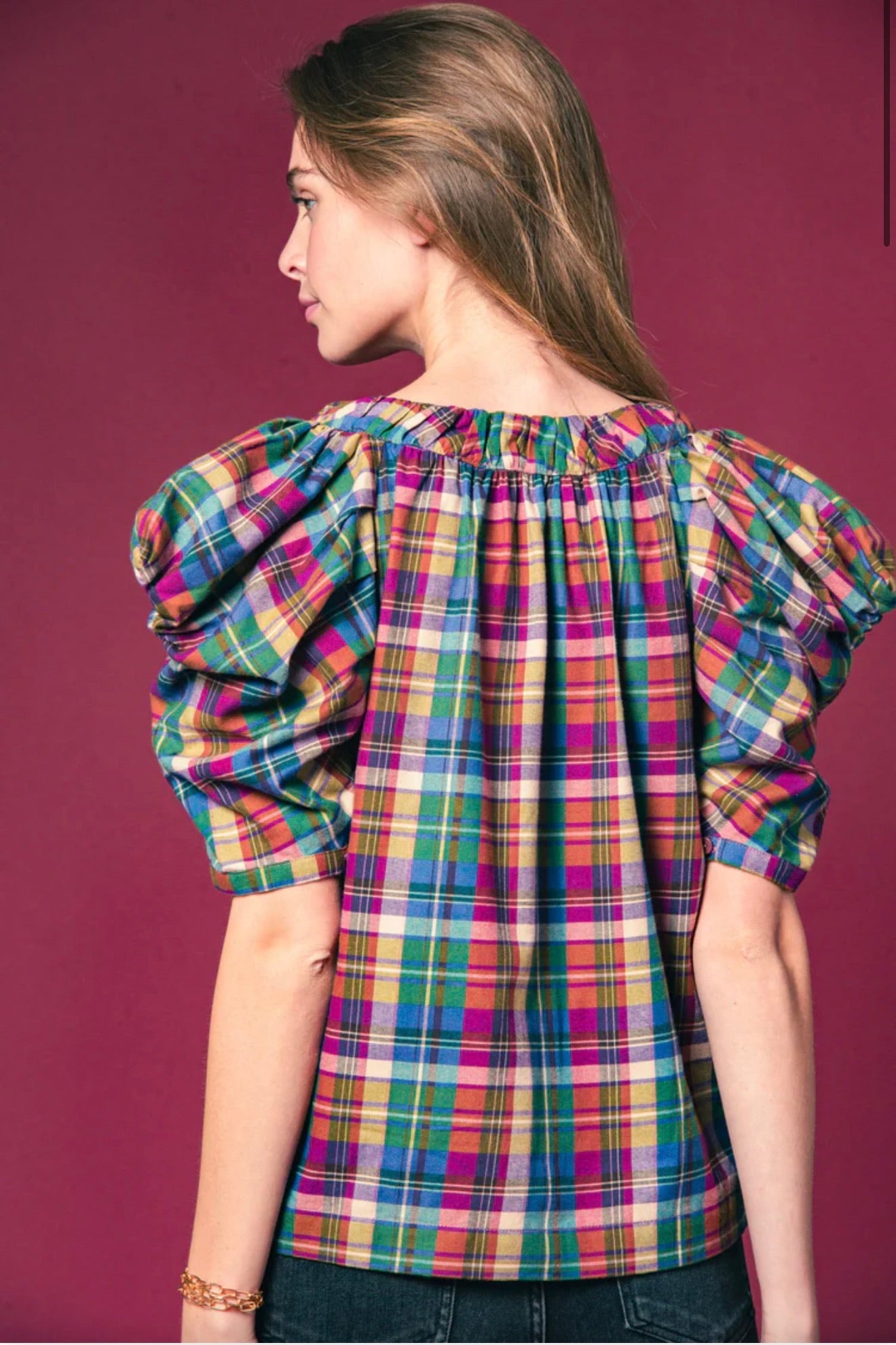 The French Girl Shirt Burgundy Plaid