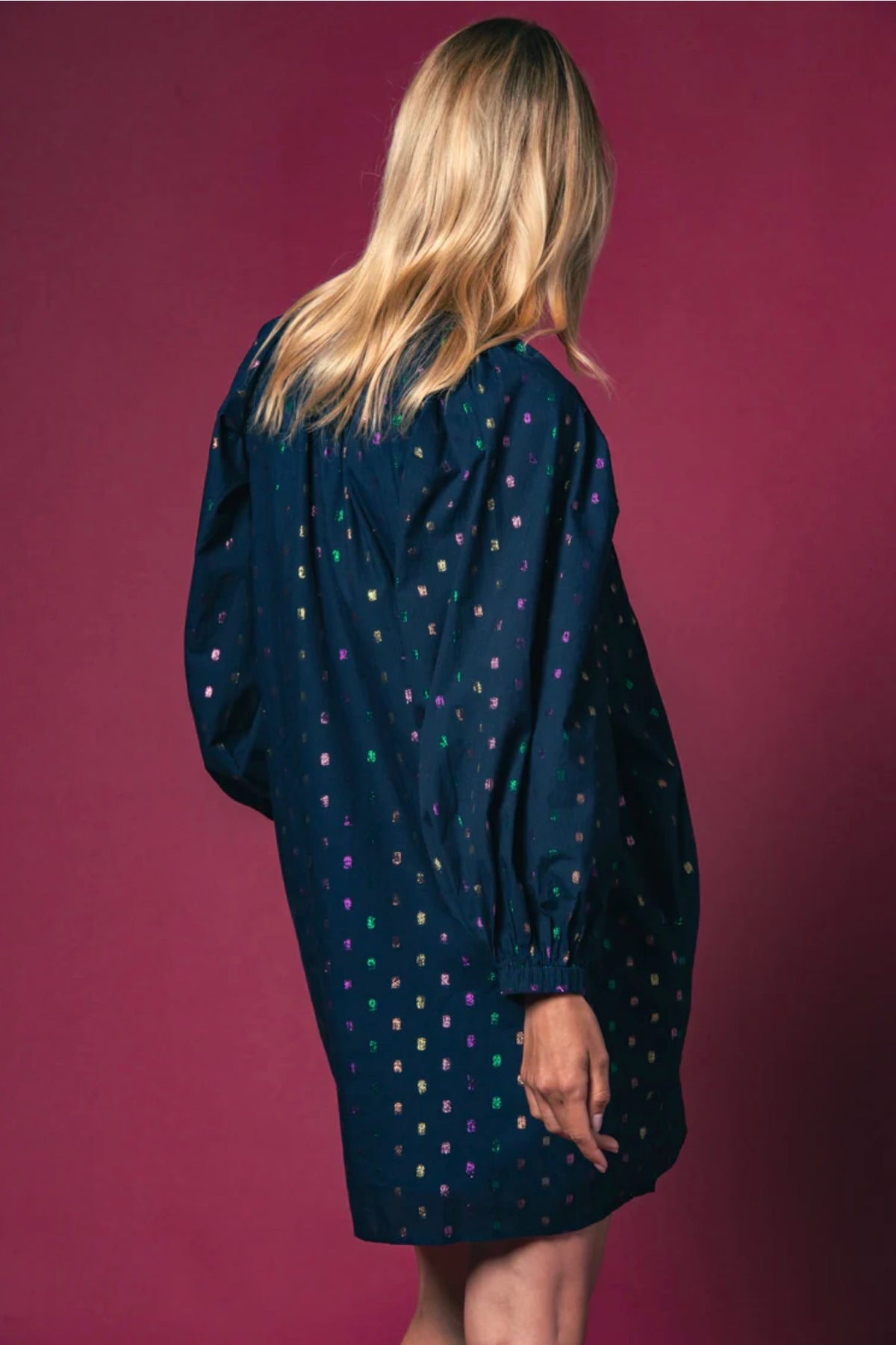 The Minka Dress Navy Lurex