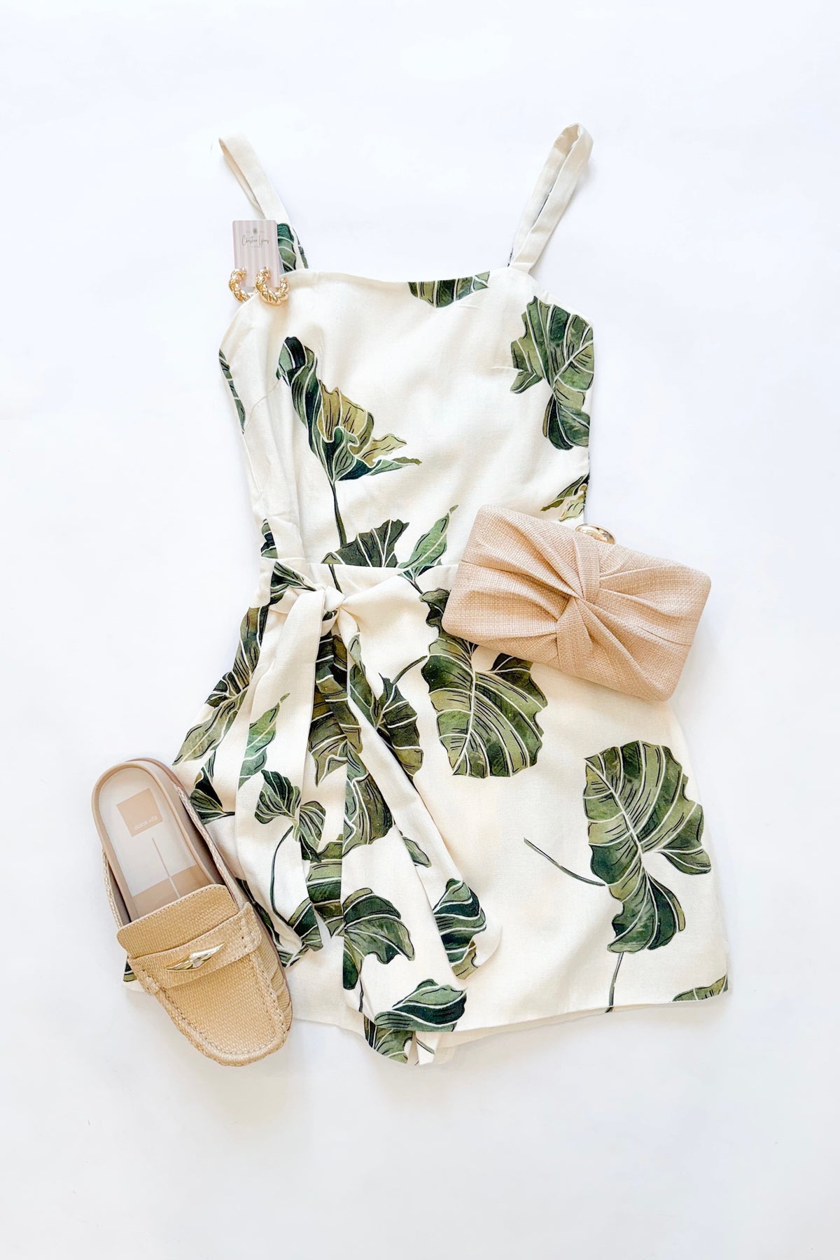 Palm Print Wrap Romper