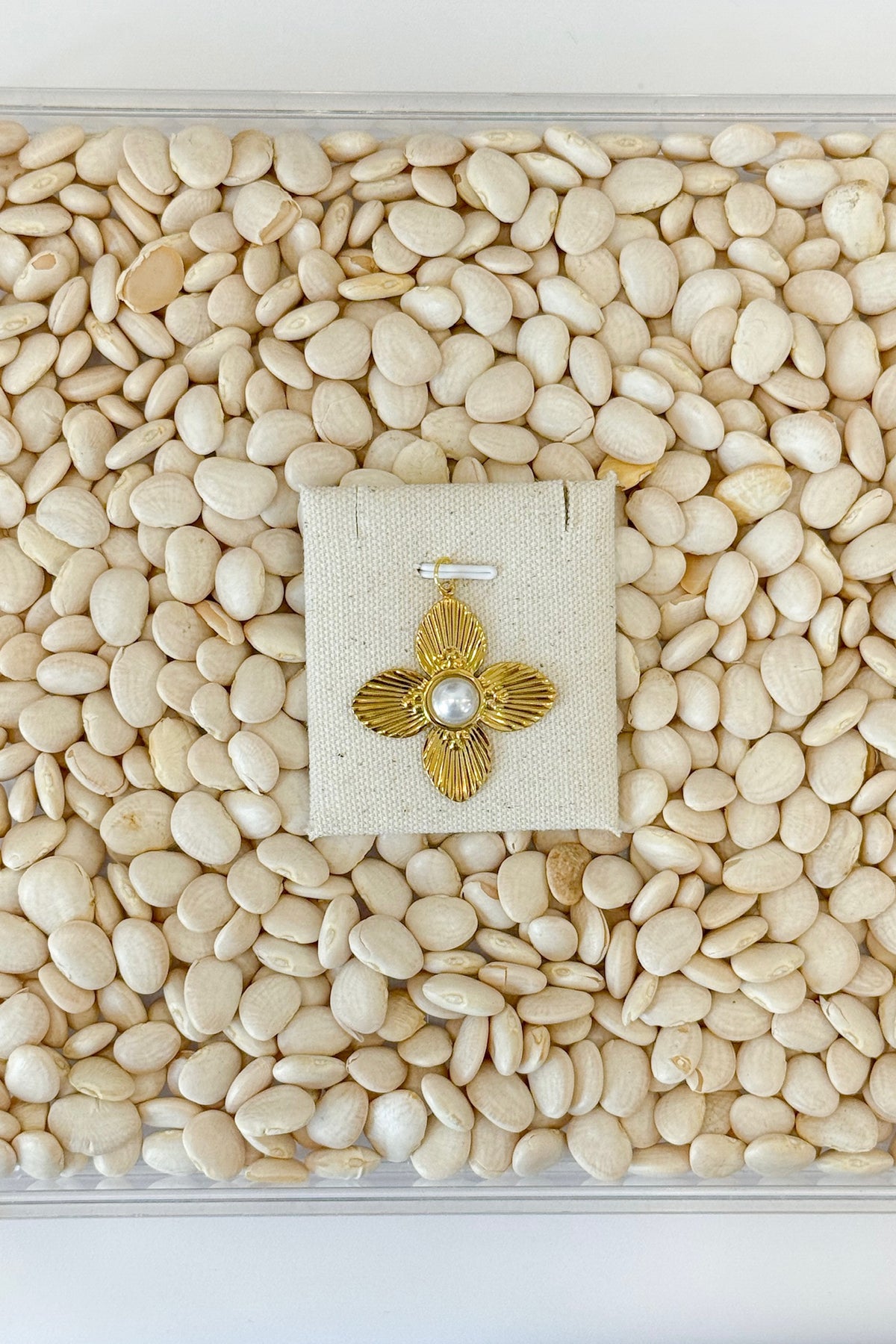 Gold Flower Pearl Charm