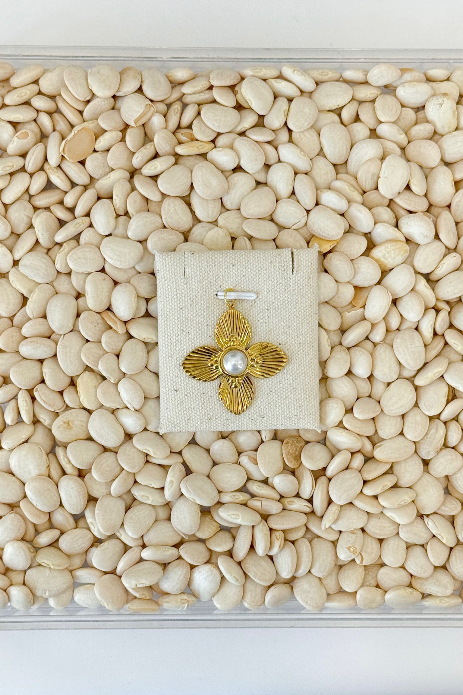 Gold Flower Pearl Charm