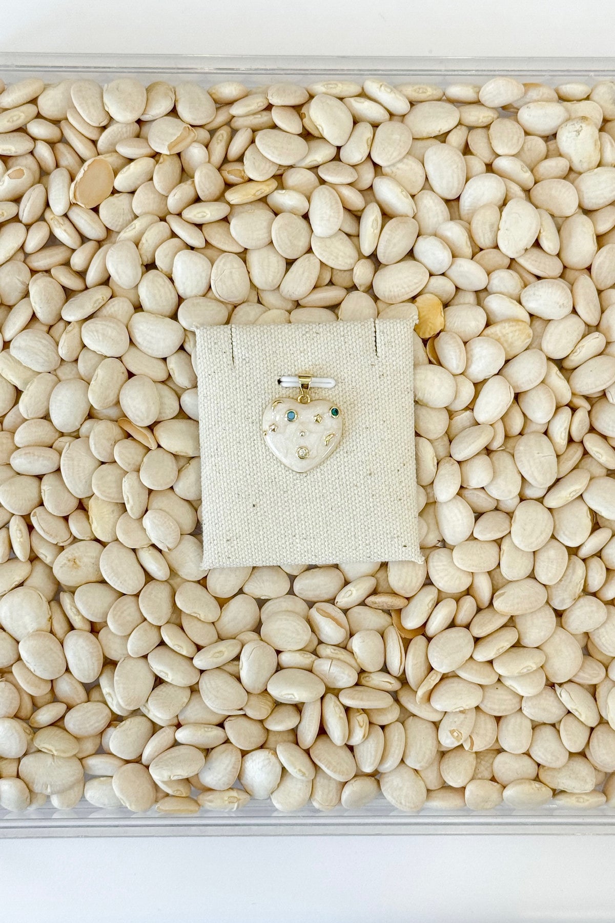 Ivory Enamel Heart Charm