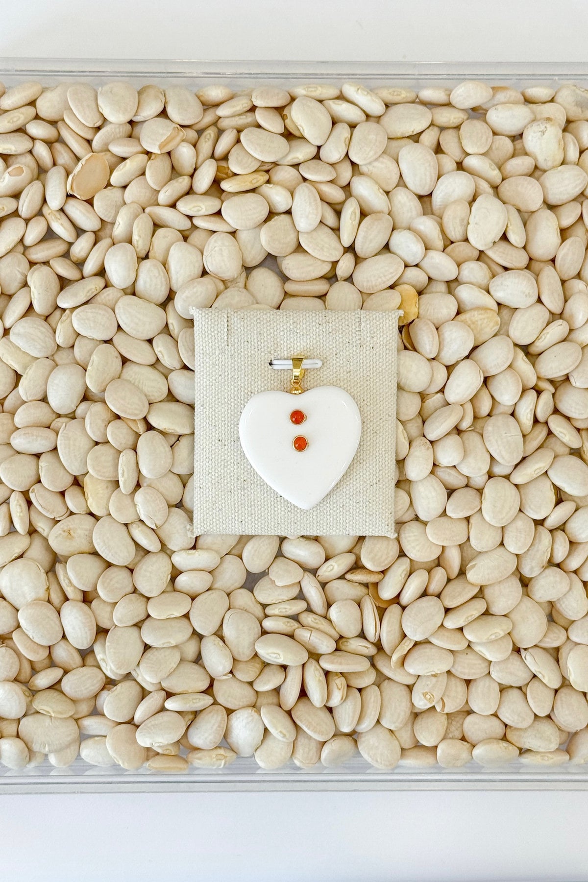 Ivory Lucite Heart Charm