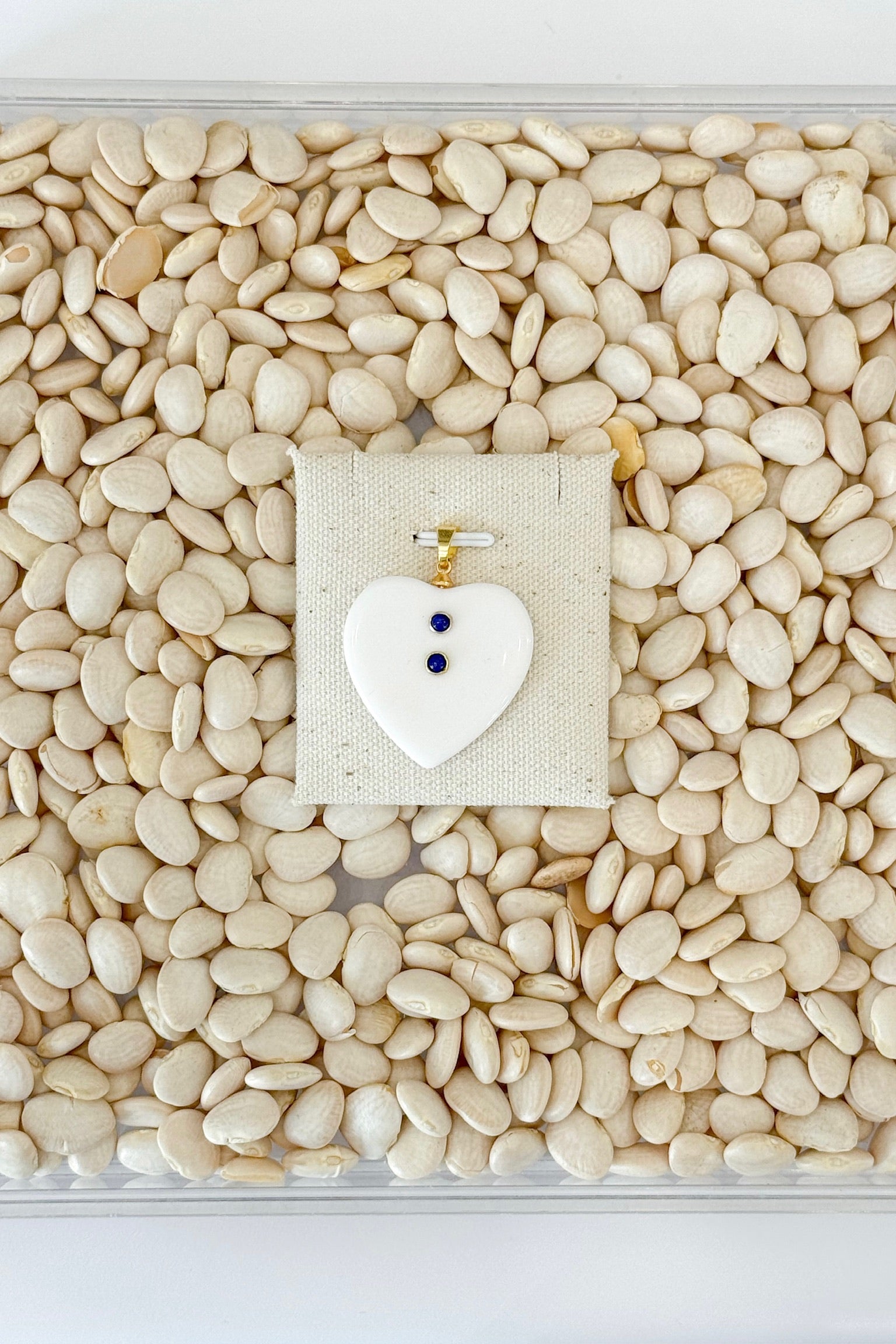 Ivory Lucite Heart Charm