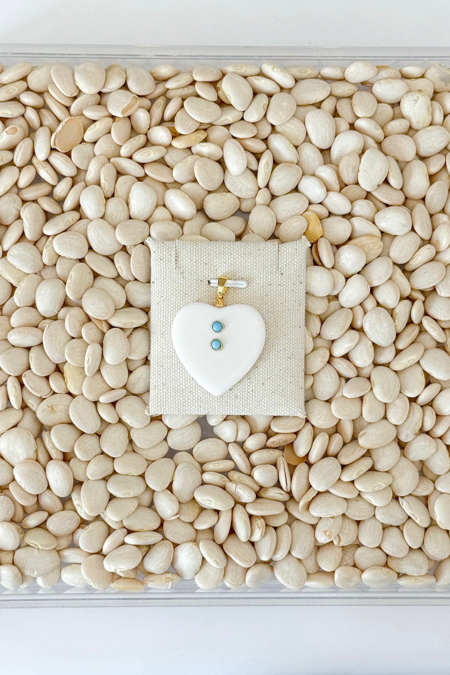 Ivory Lucite Heart Charm