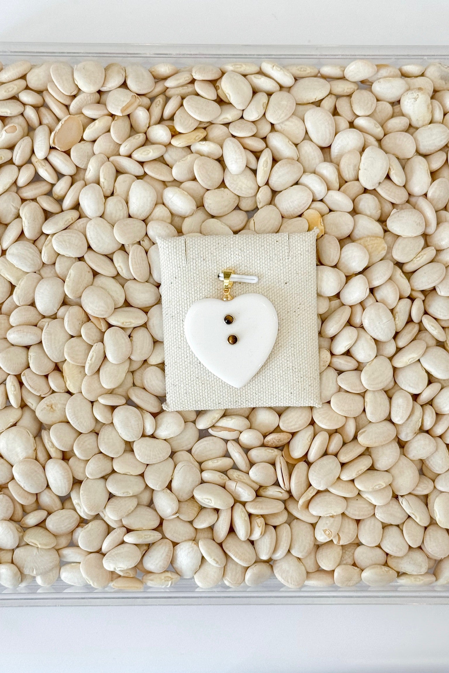 Ivory Lucite Heart Charm