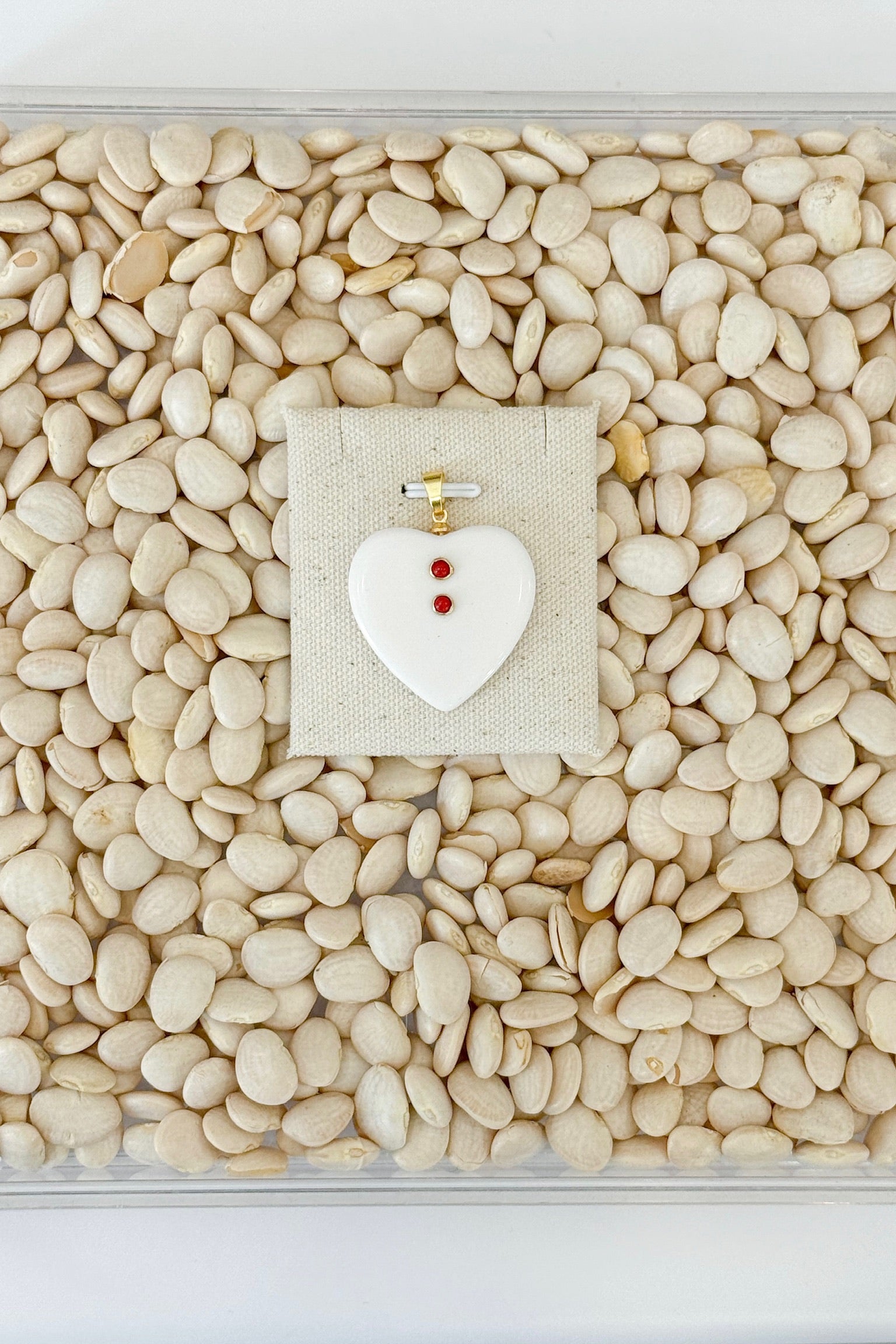 Ivory Lucite Heart Charm