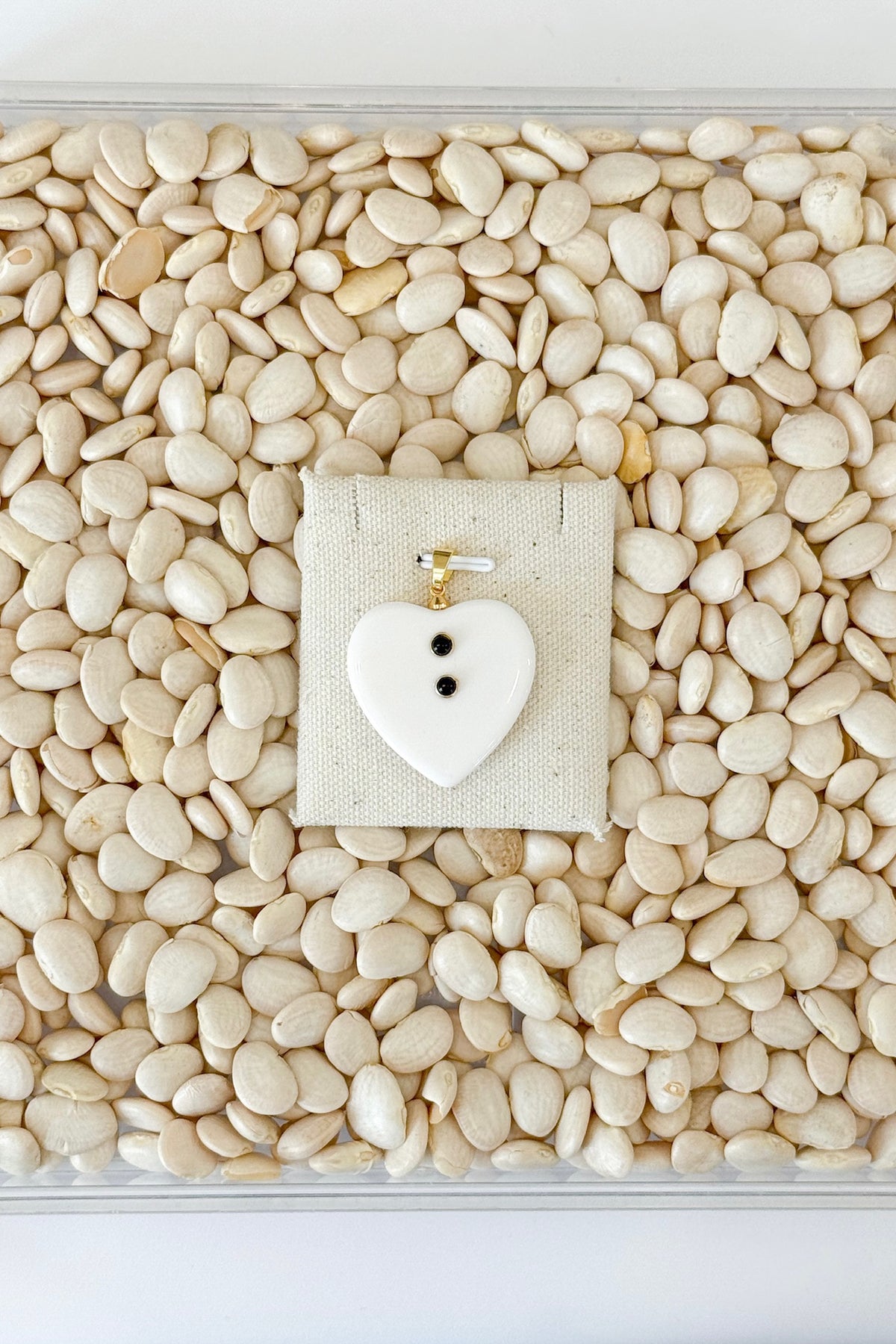 Ivory Lucite Heart Charm