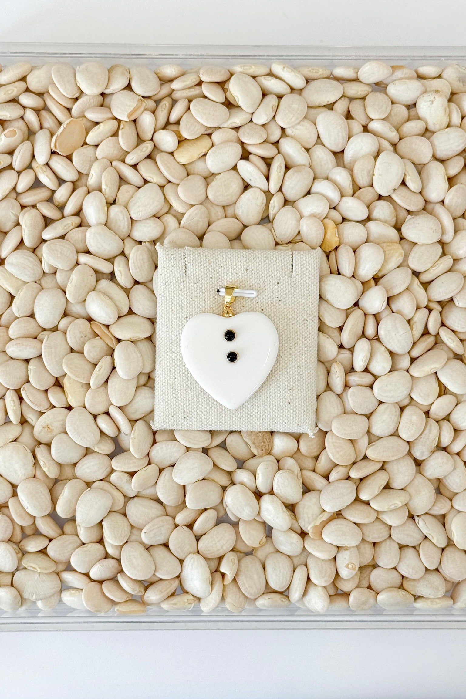 Ivory Lucite Heart Charm