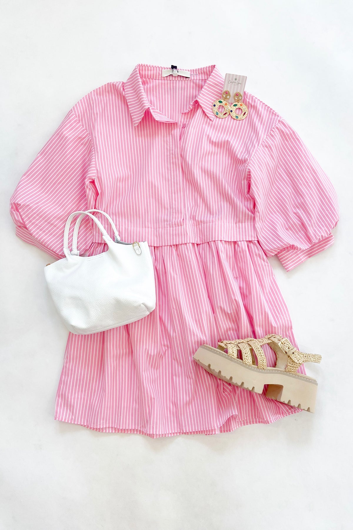 Pink Stripe Shirt Dress