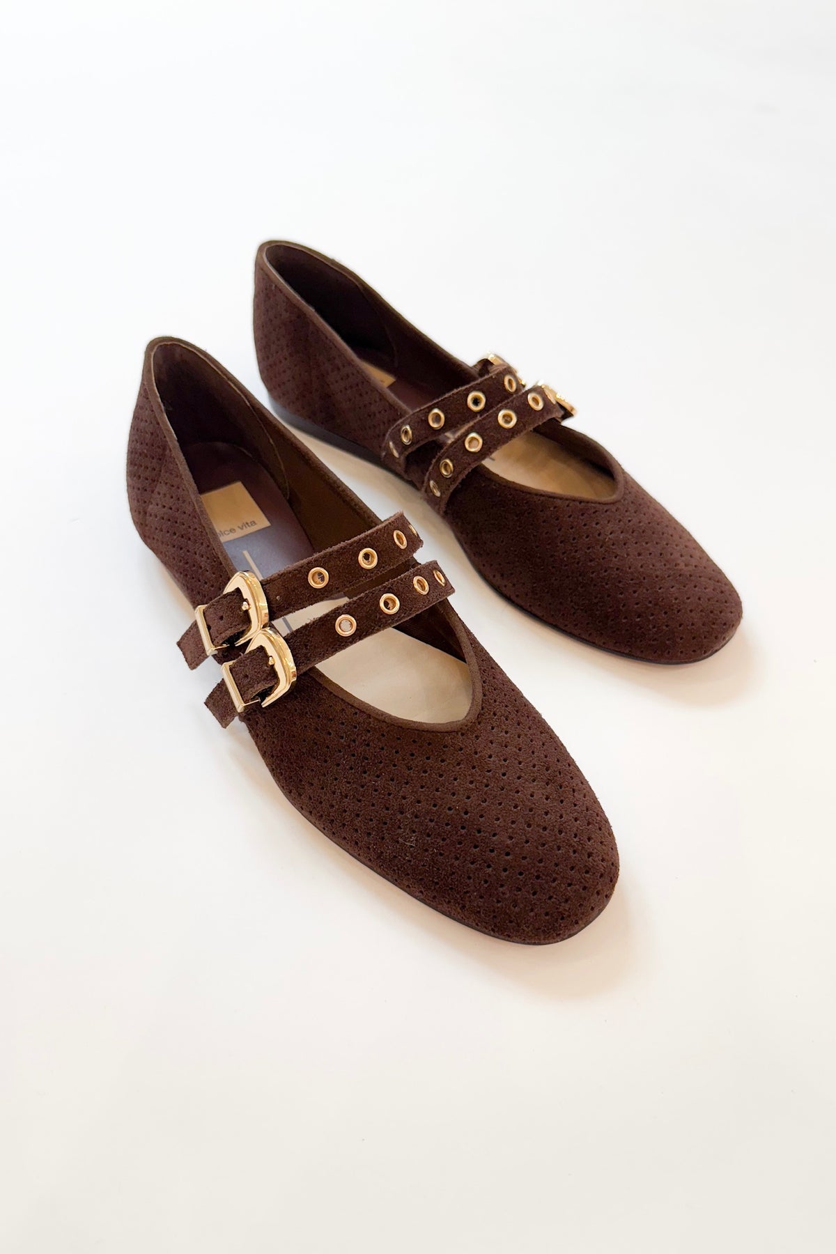 Baylee Suede Flats Dark Brown