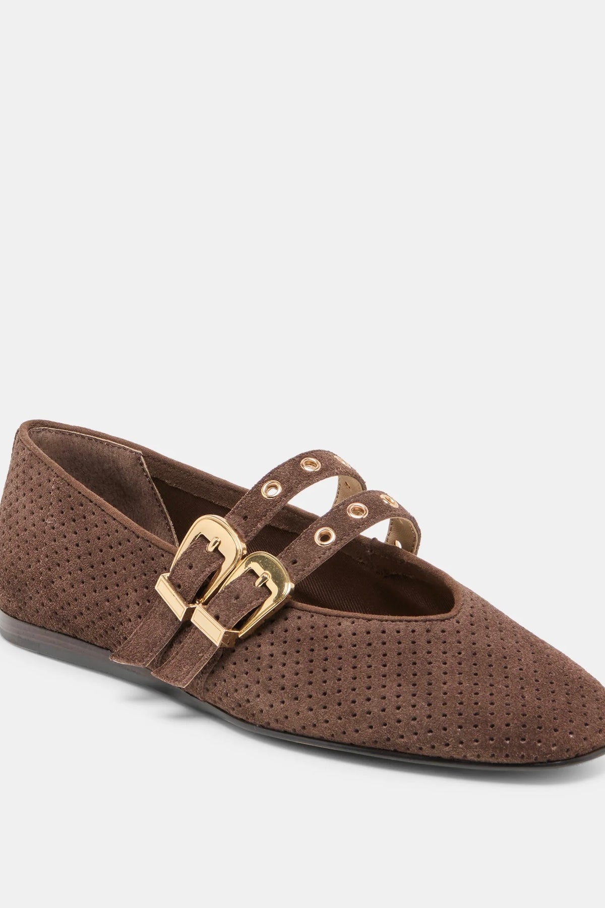 Baylee Suede Flats Dark Brown