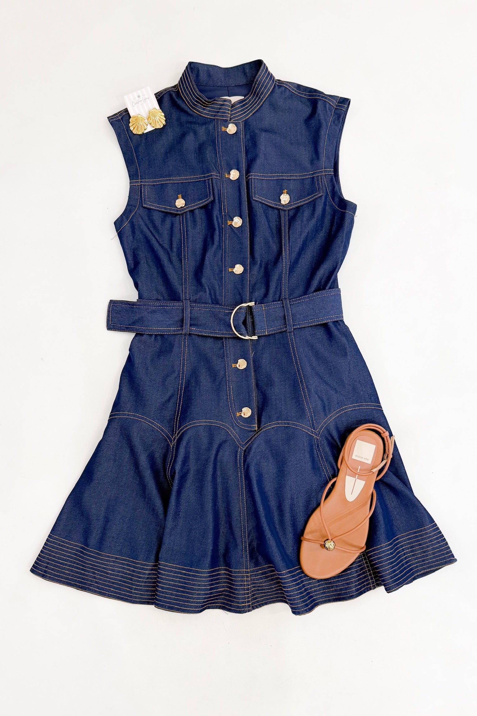 Vita Belted Denim Dress