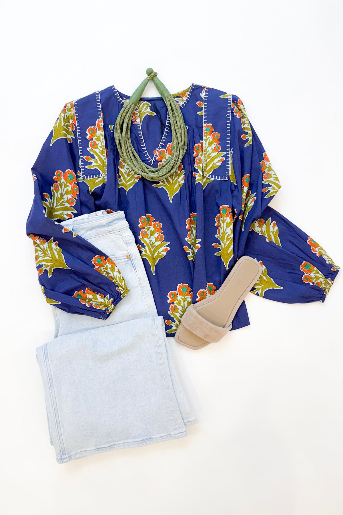 Navy Floral Blouse