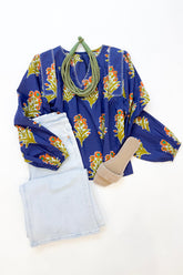 Navy Floral Blouse