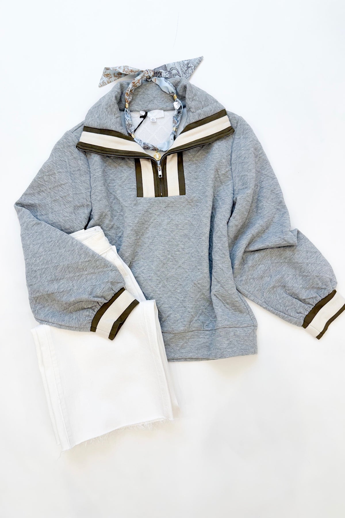 Grey Quilted Quarter Zip