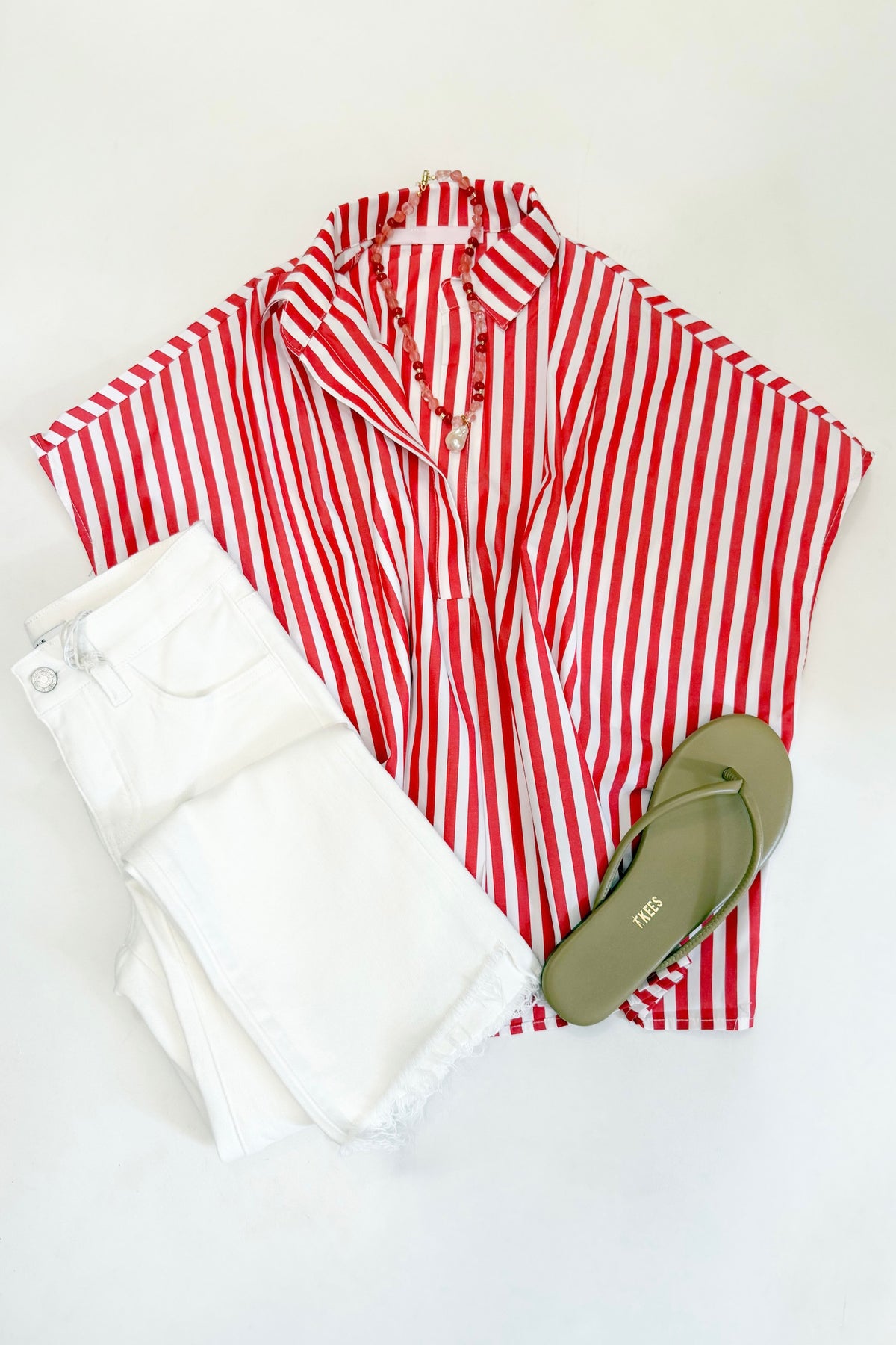 Signature Striped Collar Top Red