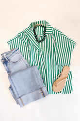 Signature Striped Collar Top Green