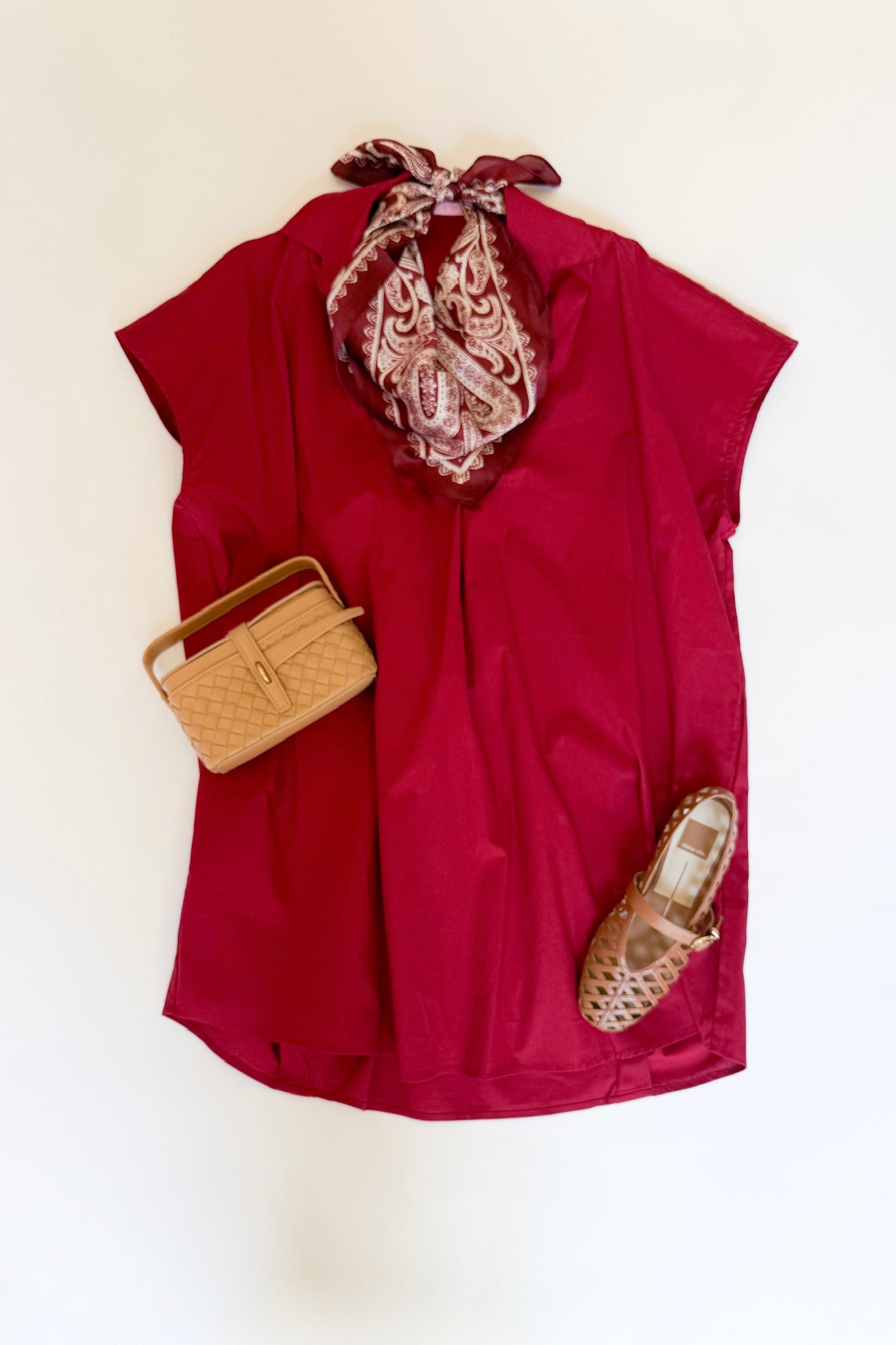 Signature Collar Dress Burgundy