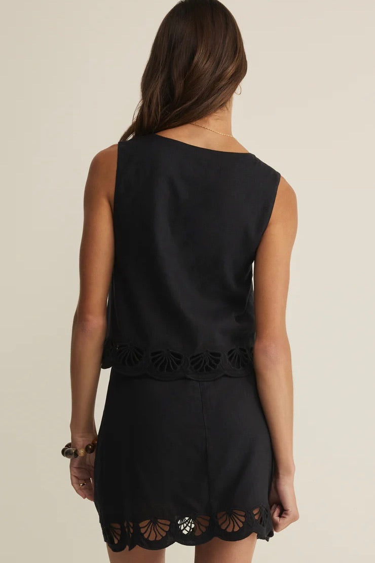 Charlene Embroidery Top Black