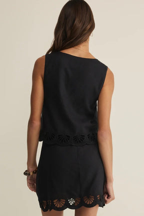 Charlene Embroidery Top Black